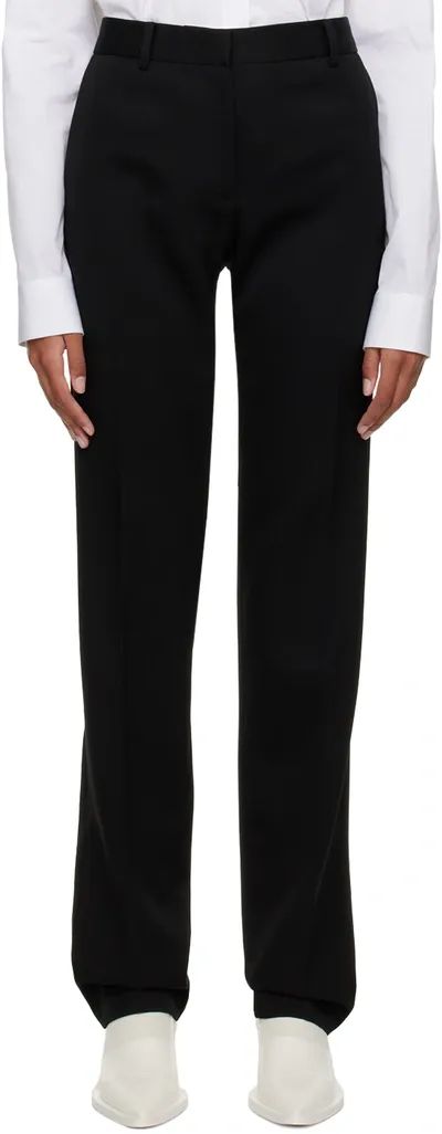 Jil Sander Wool Grain De Poudre Straight Pants In Black