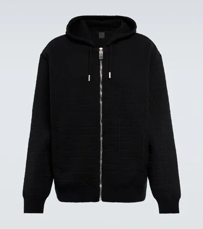 Givenchy 4g Jacquard Wool-blend Zip-up Hoodie In Black