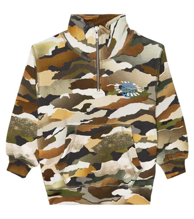 Molo Kids' Mads Camouflage Cotton Sweatshirt In Earthy Camou