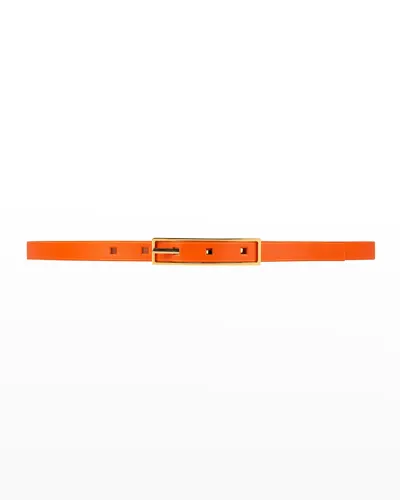 Vaincourt Paris La Ravissante Skinny Leather Belt In Orange