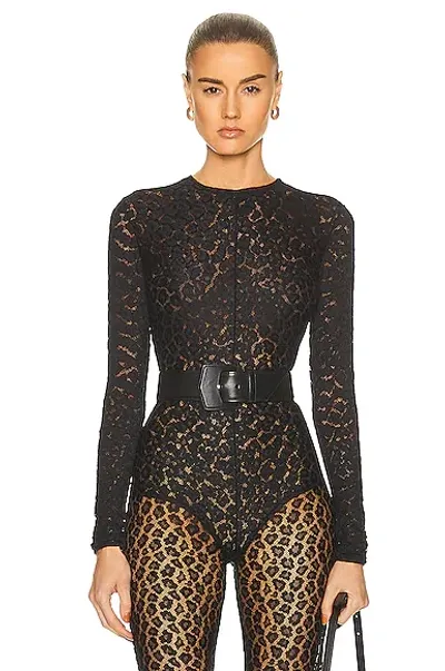 Alaïa Leo Lace Bodysuit In Noir