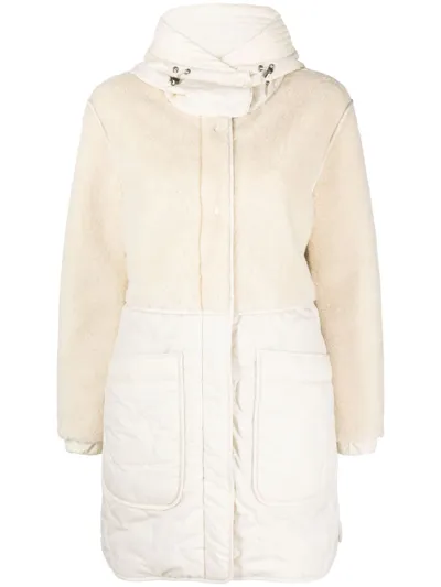 Woolrich Alba Panelled Parka In Milky Cream