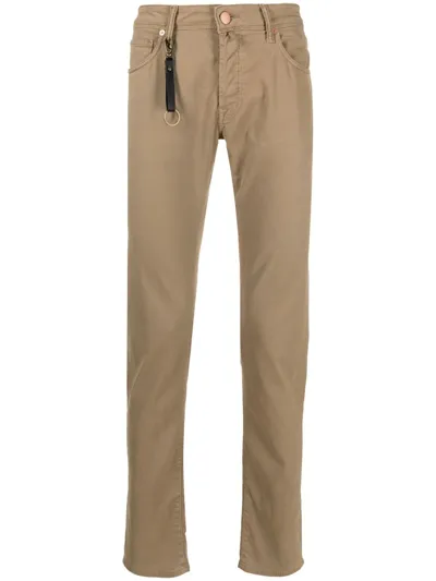 Incotex Low-rise Cotton Pants In Neutrals