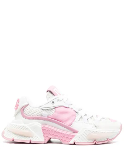 Dolce & Gabbana 30mm Air Master Leather & Mesh Sneakers In White,pink