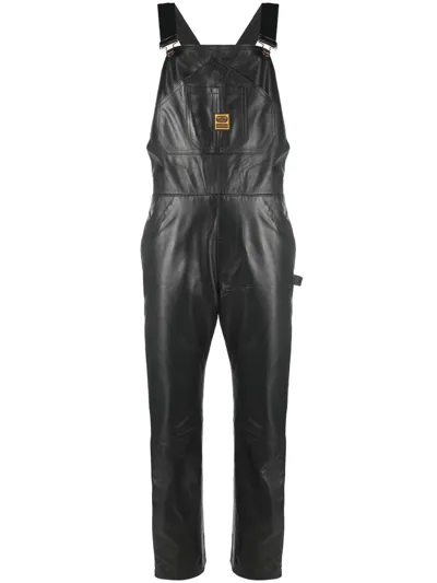 Washington Dee Cee Straight-leg Leather Overalls In Black