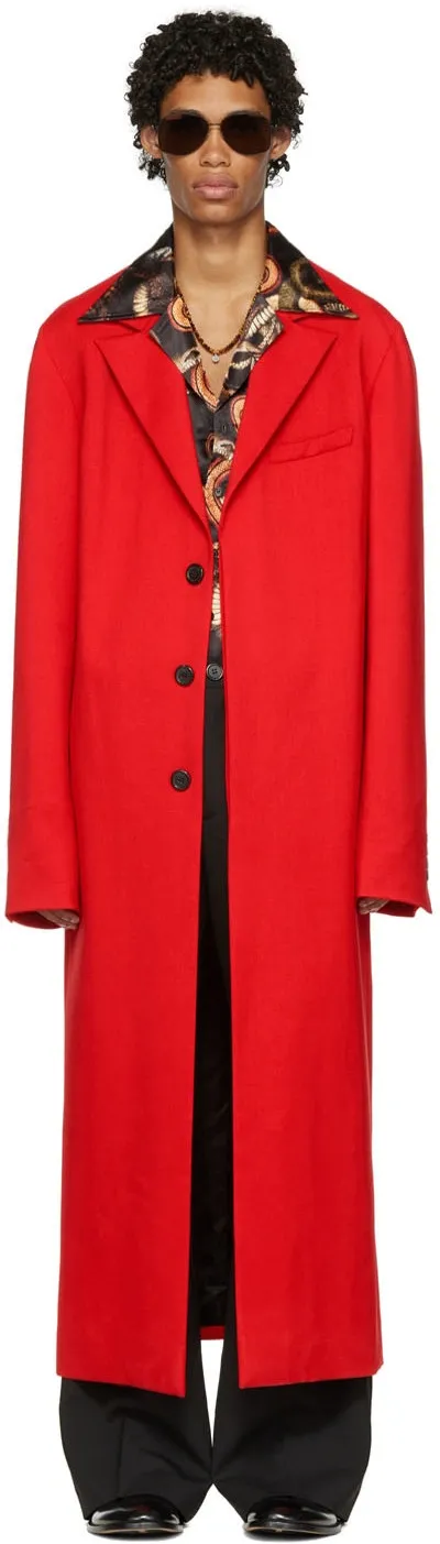 Lu'u Dan Red Straight Slim Coat