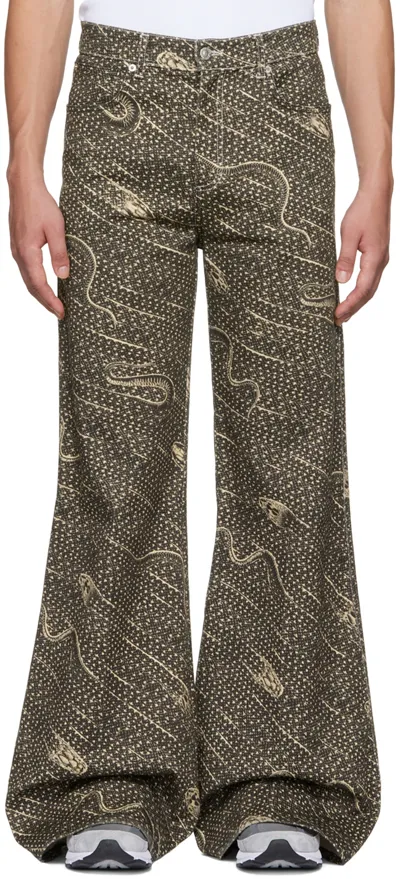 Lu'u Dan Black Snake Phat Jeans In Dark Wrapped Snakes