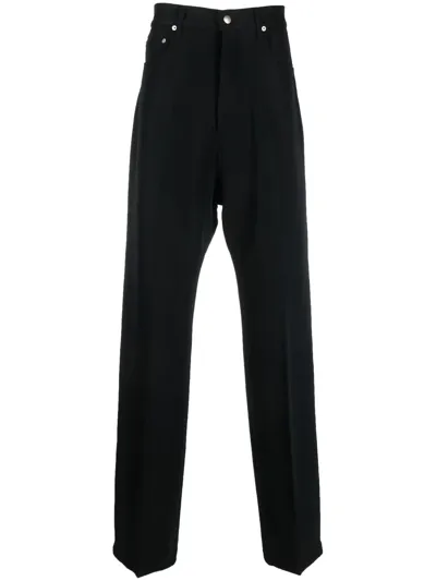 Rick Owens Geth Wool Silk-blend Jeans In Black