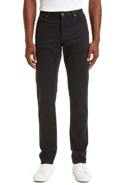 Zegna City Fit Stretch Cotton Pants In Navy Solid