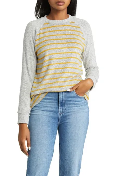 Loveappella Raglan Stripe Top In Mustard