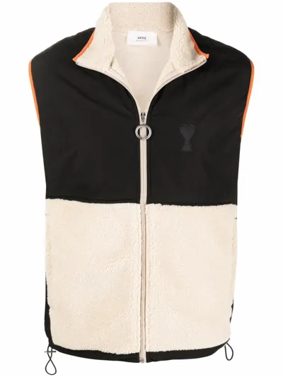 Ami Alexandre Mattiussi Ami De Caur Sherpa Sleeveless Jacket In Black