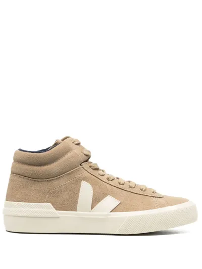 Veja V-logo Suede Hi-top Sneakers In Nude