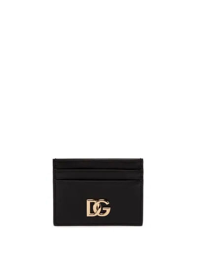 Dolce & Gabbana Dg Smooth Leather Card Holder In Nero