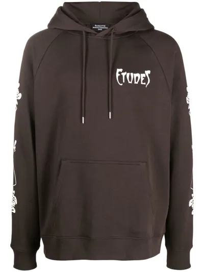 Etudes Studio Racing Paris Logo-print Hoodie In Brown