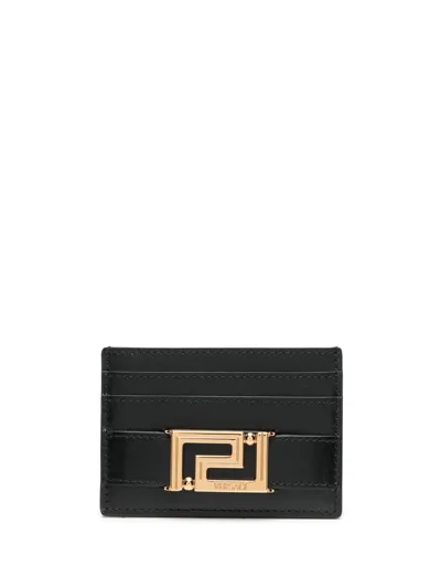 Versace Logo Plaque Cardholder In Black