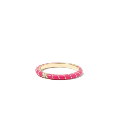 Yvonne Léon 9kt Yellow Gold Alliance Mini Torsade Diamond And Enamel Ring