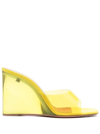 Amina Muaddi 95mm Lupita Glass Wedge Heels In Yellow