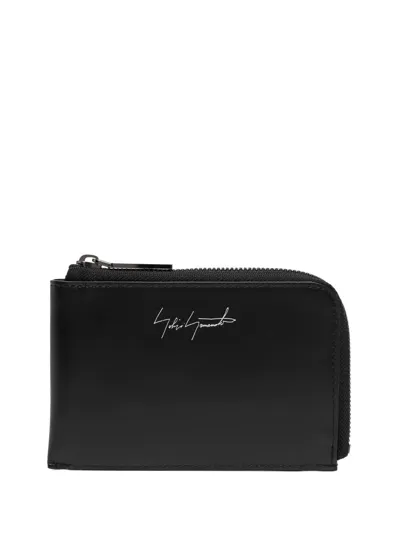 Yohji Yamamoto Logo-print Leather Wallet In Black