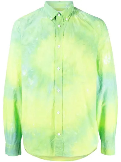 Stain Shade Long-sleeve Tie-dye Shirt In Green