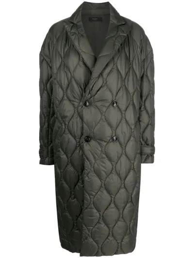 Amiri Double-breasted Quilted Coat In Grün