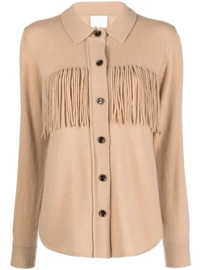 Allude Fringed Virgin-wool-cashmere Shirt In Braun