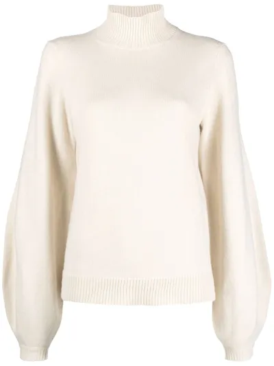 Chloé High Neck Pullover In Cashmere In White