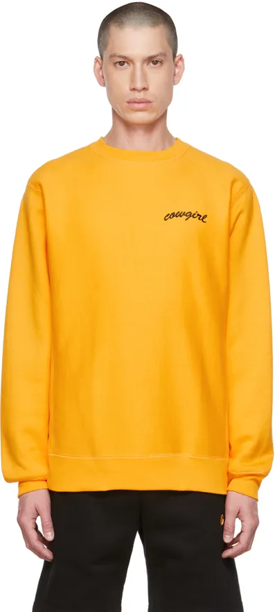 Cowgirl Blue Co Yellow Script Sweatshirt In Gold