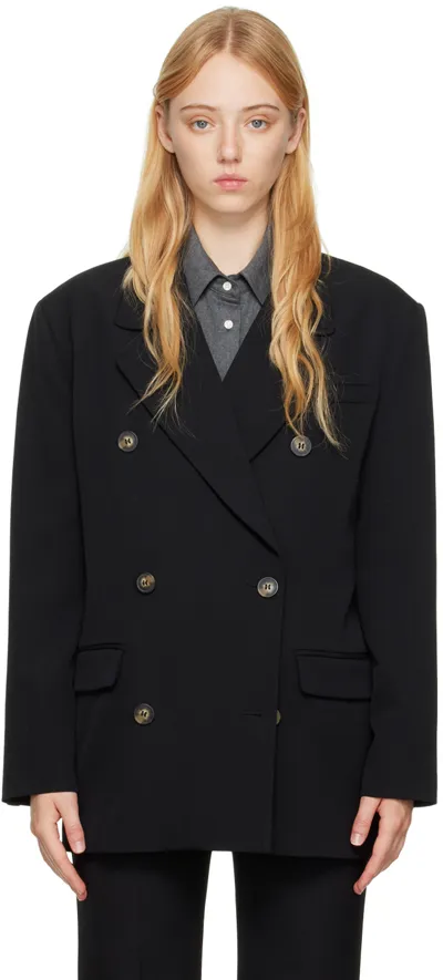 Loulou Studio Harat Oversized Double-breasted Wool-blend Blazer In Black