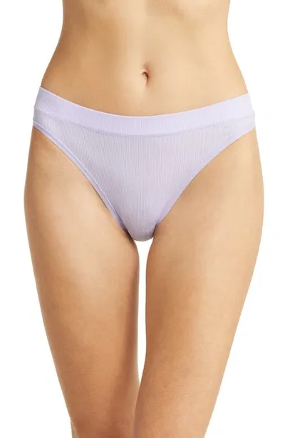 Tommy John Second Skin Ribbed Thong In Lavender