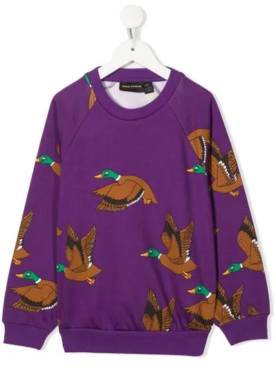 Mini Rodini All-over Duck-print Sweatshirt In Violett