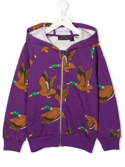 Mini Rodini Ducks Zipped Hoodie In Violett