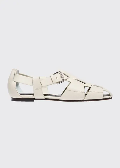 Emme Parsons Ernest Woven Leather Sandals In Ivory