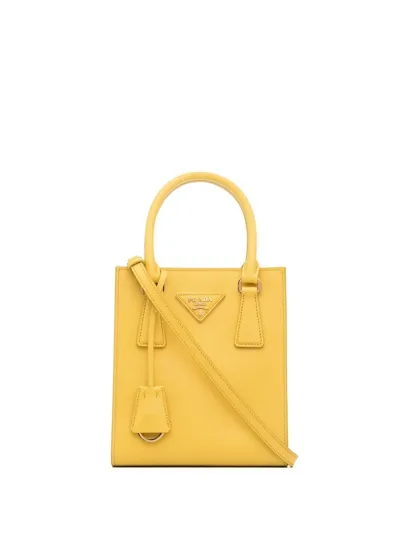 Prada Logo-plaque Tote Bag In Yellow