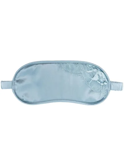 Fleur Of England Lace-detail Silk Eye Mask In Blue