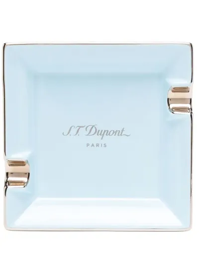 St Dupont Mini Square Ashtray In Blau