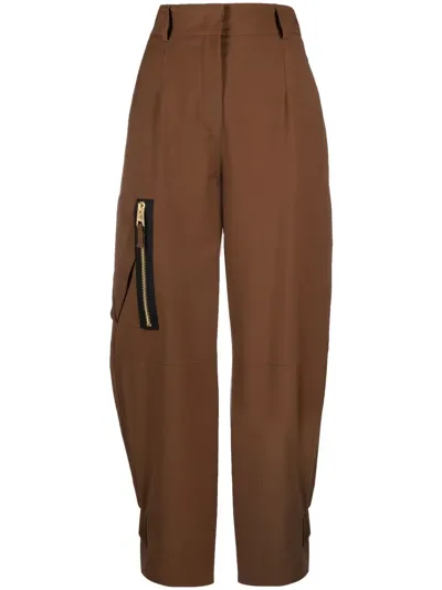 Blanca Vita Tapered-leg Cargo Trousers In Braun