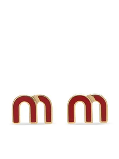 Miu Miu Monogram Stud Earrings In Rot