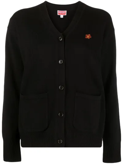 Kenzo Black Tiger Crest Buttoned Cardigan