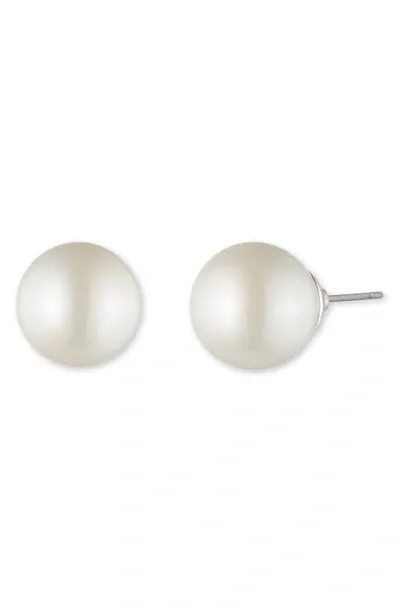 Laurèn Imitation Pearl Stud Earrings In Silver