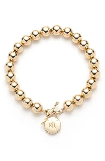 Laurèn Padlock Beaded Toggle Bracelet In Gold