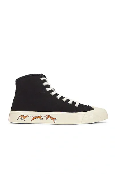 Kenzo Tiger-print High-top Sneakers In Black