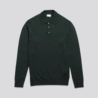 Asket The Merino Wool Polo Dark Green