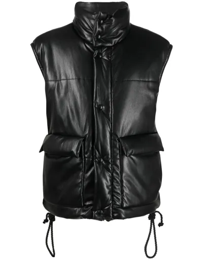 Nanushka Jovan Faux-leather Puffer Gilet In Black