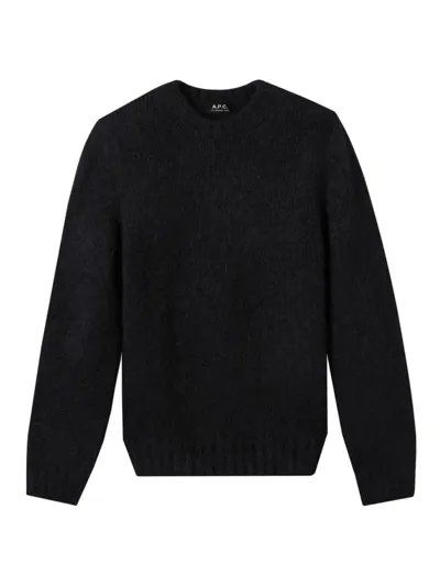 Apc Alpaca Blend Knit Crewneck Sweater In Black