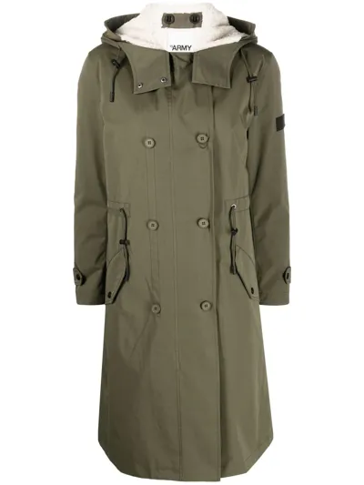 Yves Salomon Shearling Parka Coat In Green