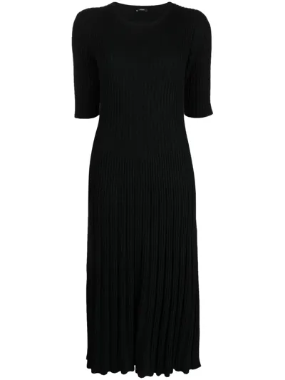 Joseph Merinos Ribbed-knit Midi Dress In Black