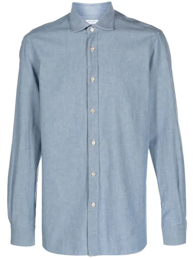 Boglioli Long-sleeve Denim Shirt In Blue