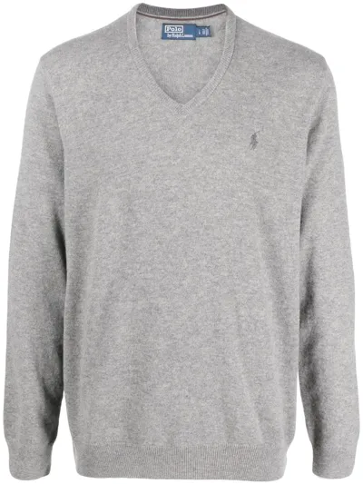 Polo Ralph Lauren Polo Pony V-neck Jumper In Grey