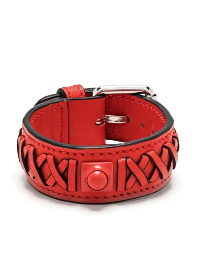 Etro Crown Me Leather Bracelet In 红色