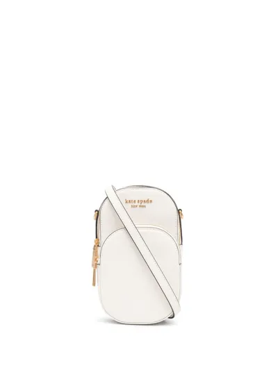 Kate Spade Logo-plaque Leather Crossbody Bag In Weiss